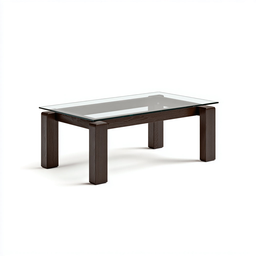 Tavolo da pranzo vetro e legno 120x60x45 cm colore marrone scuro adatto per sala da pranzo design moderno