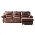 Divano angolare pelle 285x175x95 cm marrone scuro adatto per soggiorno design classico