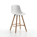 Sgabello da bar plastica-legno 44x45x95 cm - bianco - design moderno adatto alla sala da pranzo