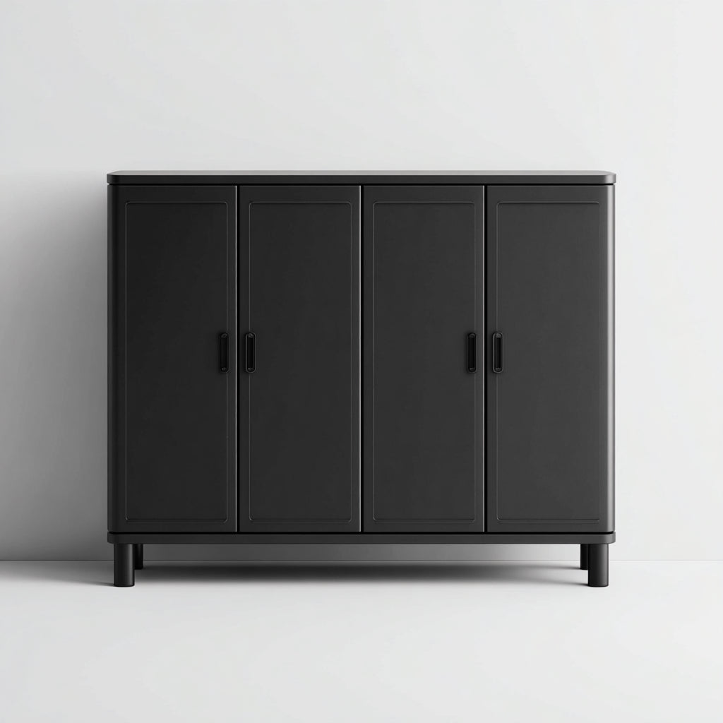 Credenza in metallo 120x40x130 cm - nero - design moderno per sala da pranzo