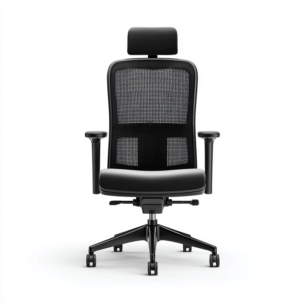 Sedia da ufficio rete e metallo 65x60x125 cm - nero - adatta per ufficio - design ergonomico
