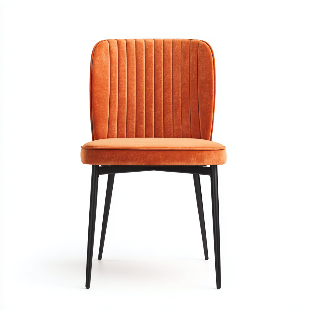 Sedia da pranzo velluto e metallo 48x52x83 cm colore arancione - nero adatta per sala da pranzo design moderno