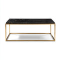 Tavolino da caffè marmo - metallo 110x60x40 cm - nero - oro - adatto per soggiorno - design moderno