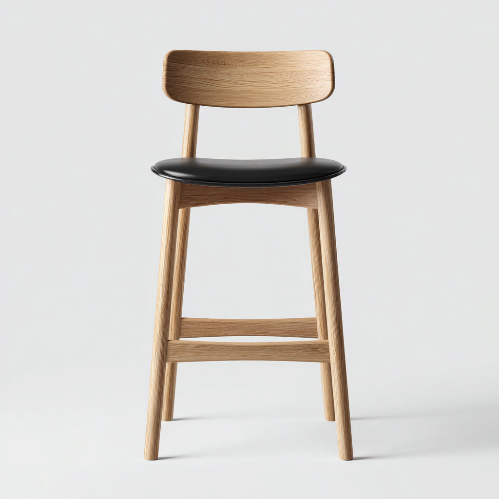 Sgabello da bar legno-pelle 46x47x100 cm - nero - design moderno adatto alla sala da pranzo