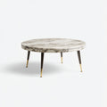 Tavolino da caffè marmo - metallo 80x80x42 cm - bianco - nero - oro - adatto per soggiorno - design moderno