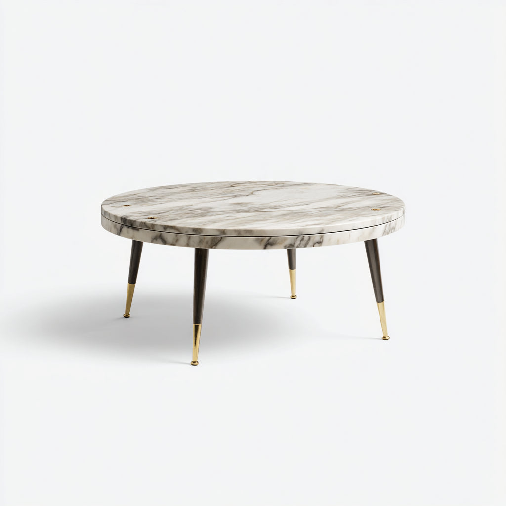Tavolino da caffè marmo - metallo 80x80x42 cm - bianco - nero - oro - adatto per soggiorno - design moderno