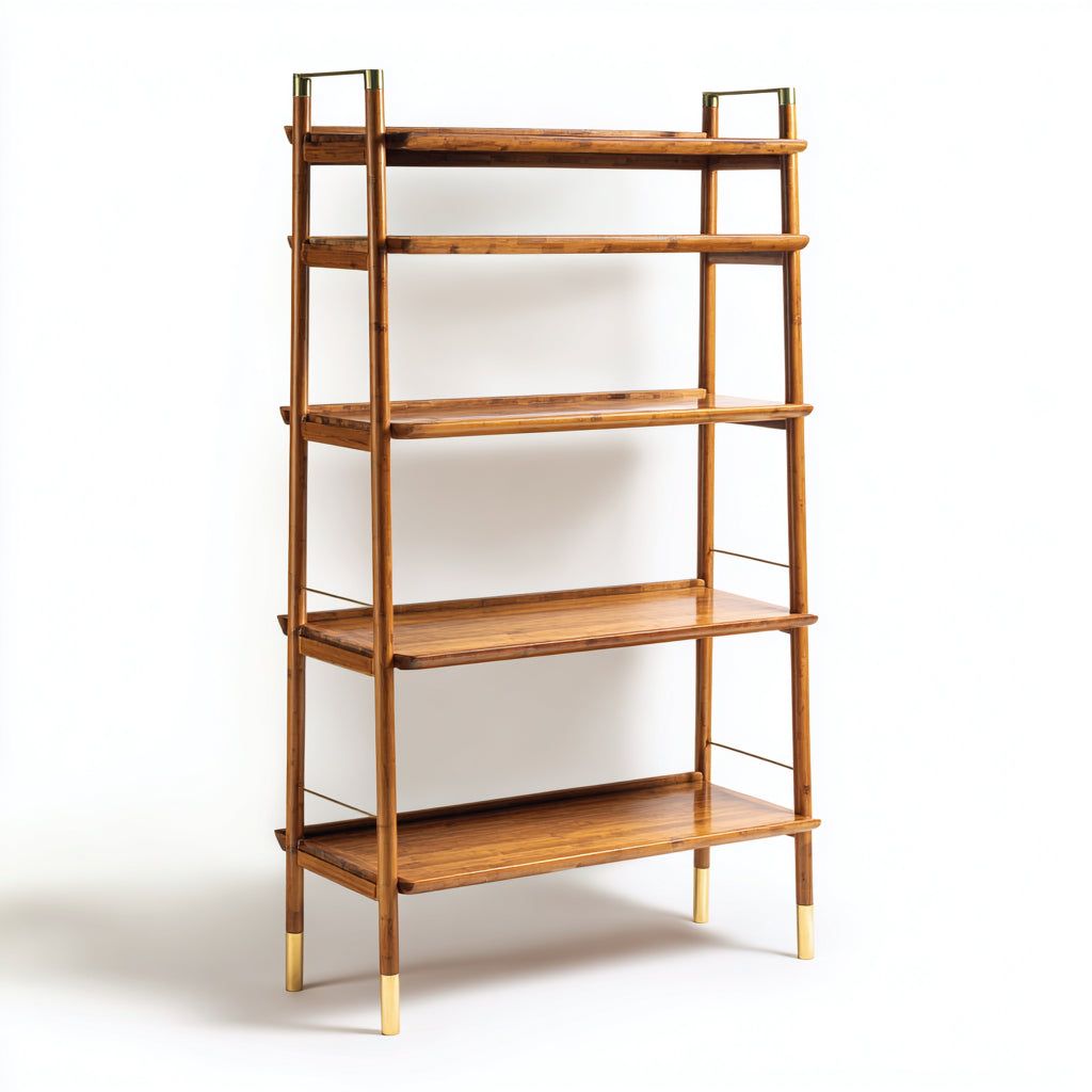 Libreria legno e metallo 85x35x175 cm - marrone chiaro - adatta per ufficio o studio - design moderno