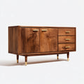 Credenza in legno massello 150x45x85 cm - marrone - stile moderno di metà secolo per sala da pranzo
