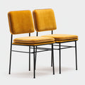 Sedia da pranzo velluto 46x52x83 cm giallo senape struttura metallo nero adatta per sala da pranzo design moderno