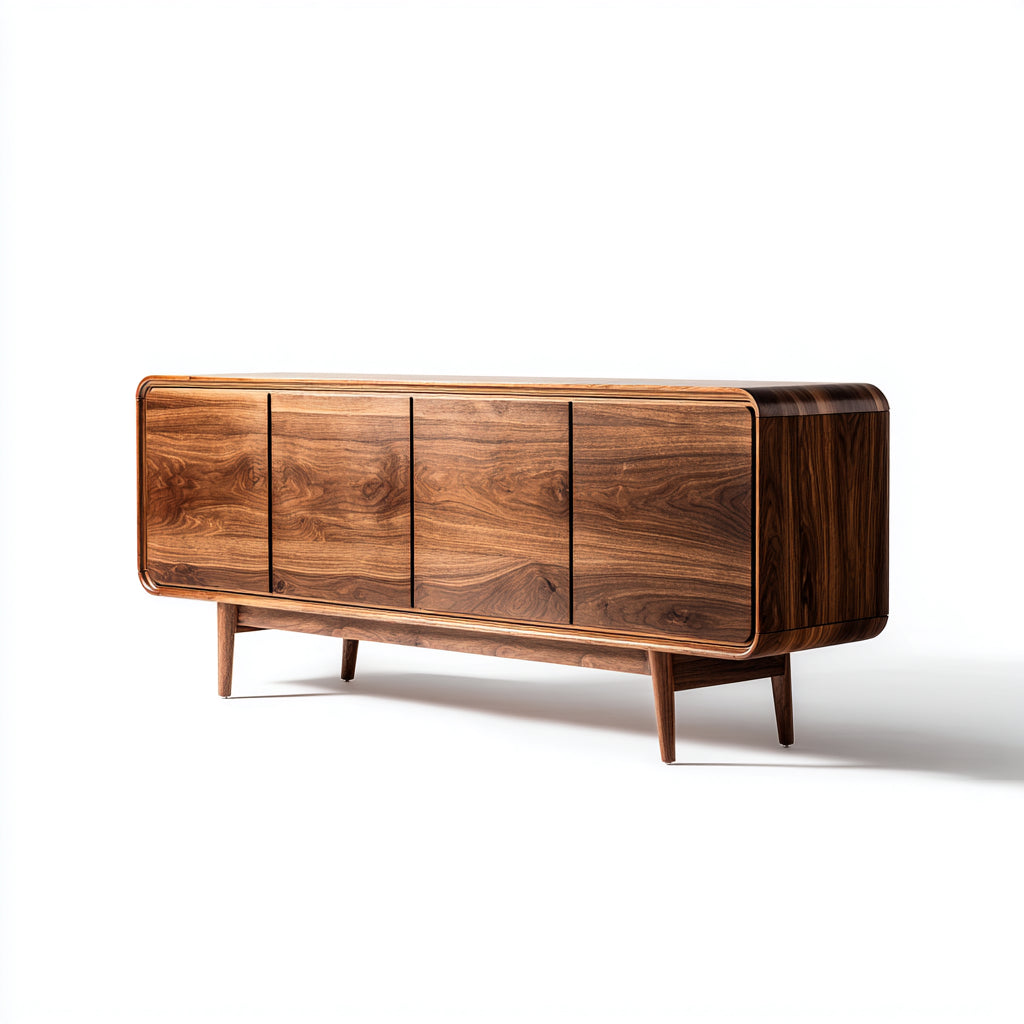 Credenza in legno di noce 180x45x80 cm - marrone - stile moderno di metà secolo per sala da pranzo
