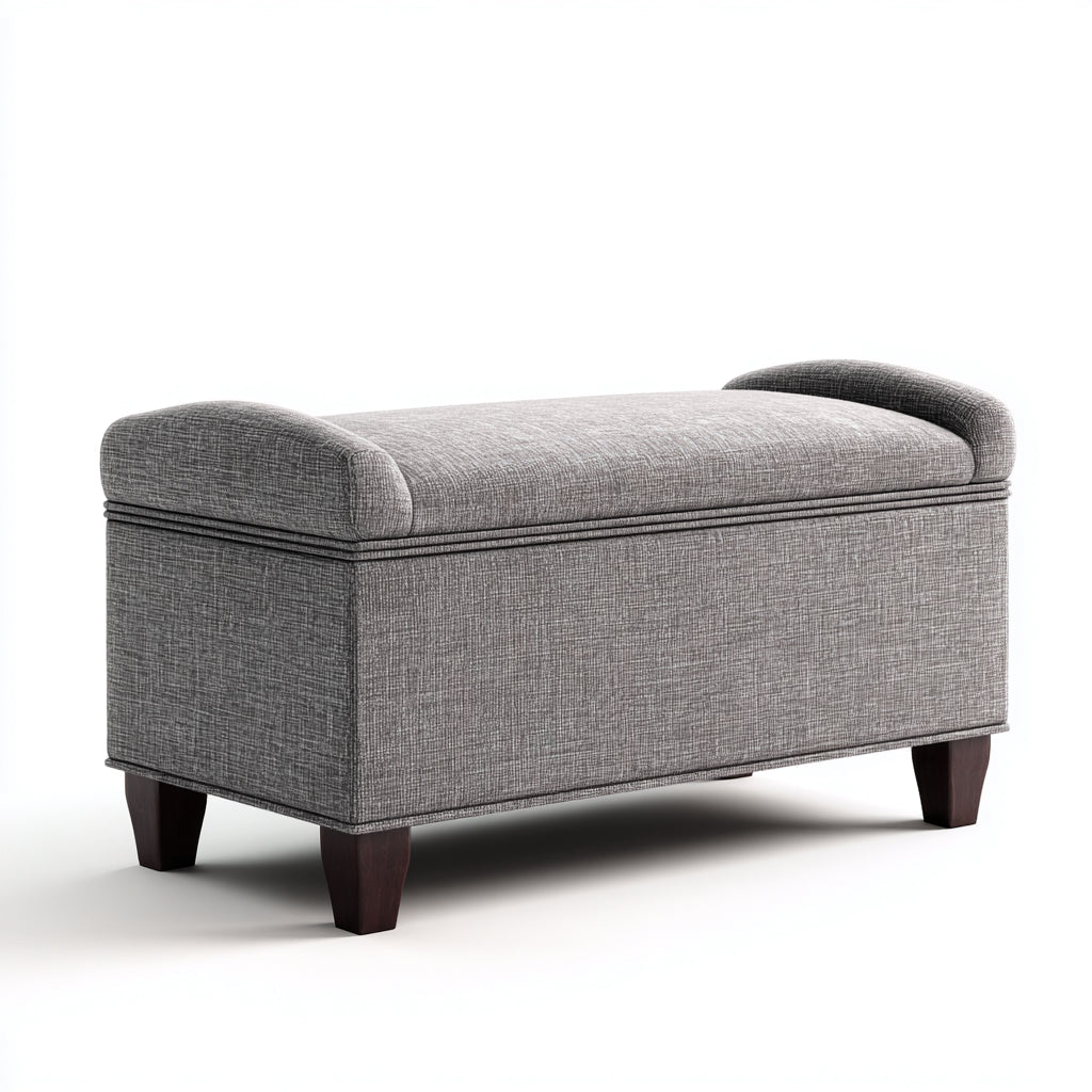 Panca per letto tessuto 100x40x48 cm - grigio - con vano contenitore - adatta alla camera da letto - design moderno