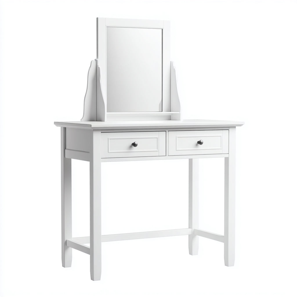 Toeletta in legno 80x40x140 cm - bianco - con specchio fisso stile moderno - adatta per camera da letto