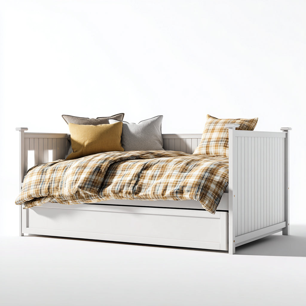 Divano letto legno 200x90x110 cm - bianco - design moderno con letto estraibile per camera da letto