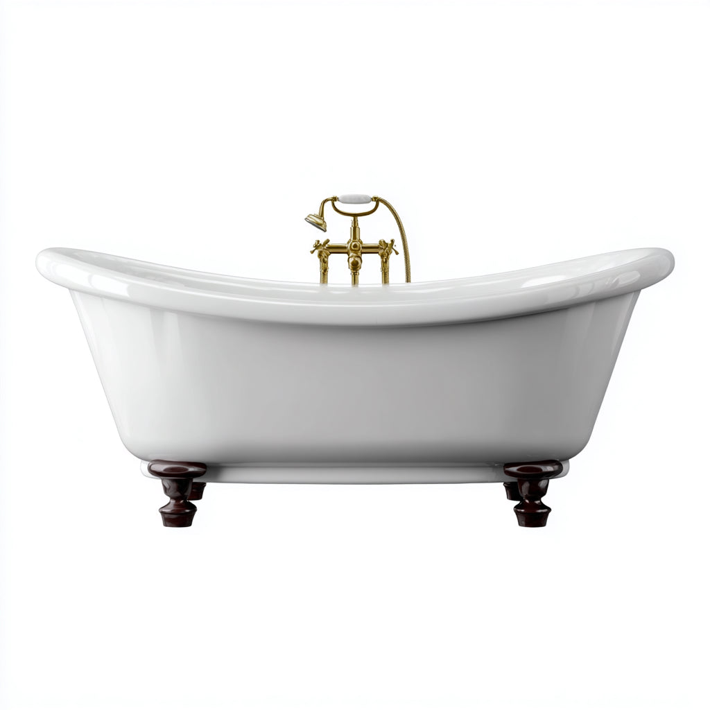 Vasca da bagno in ghisa smaltata con piedini 170x75x72 cm - bianco - stile classico per bagno