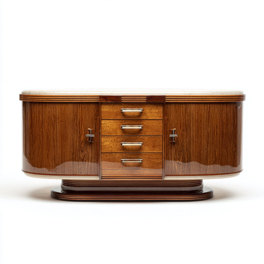 Credenza in legno con piano in marmo 180x50x85 cm - marrone - stile classico per sala da pranzo