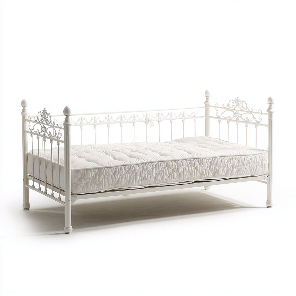 Divano letto metallo 200x90x95 cm - bianco - stile classico per camera da letto
