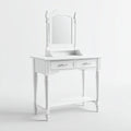 Toeletta in legno 90x40x150 cm - bianco - con specchio fisso stile classico - adatta per camera da letto